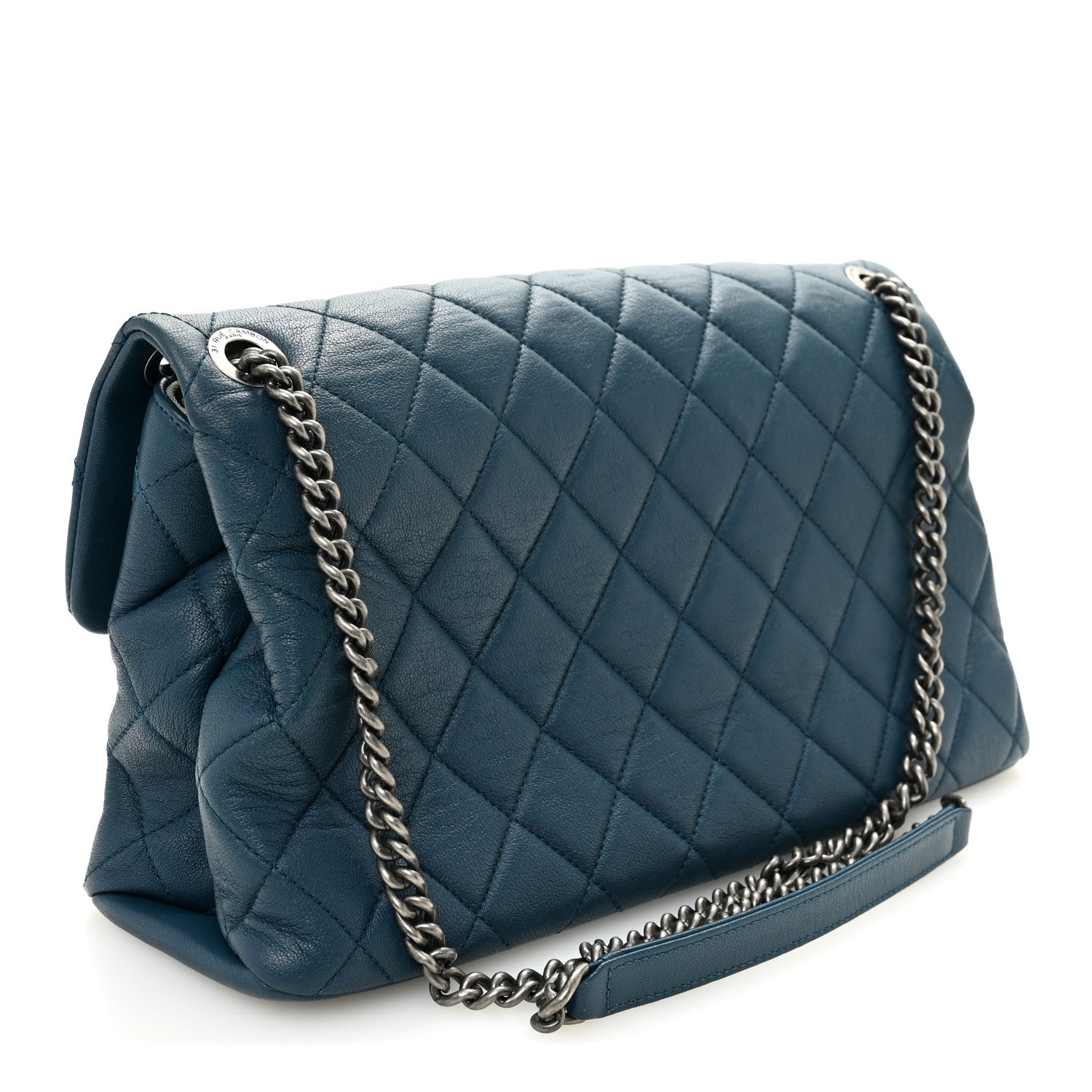 Chanel Goatskin Quilted Medium Flap Blue 3 of 10