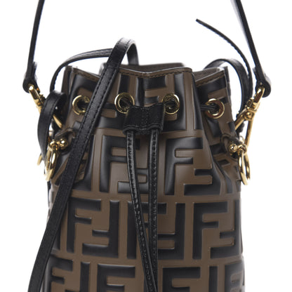 Fendi Vitello Liberty F is Fendi Bi-Color FF 1974 Embossed Mini Mon Tresor Bucket Bag Maya Black 9 of 9