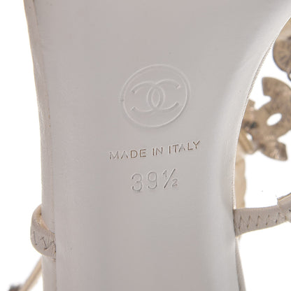 Chanel Lambskin Enamel Pearl CC Braided Sandals 39.5 Ivory 9 of 12