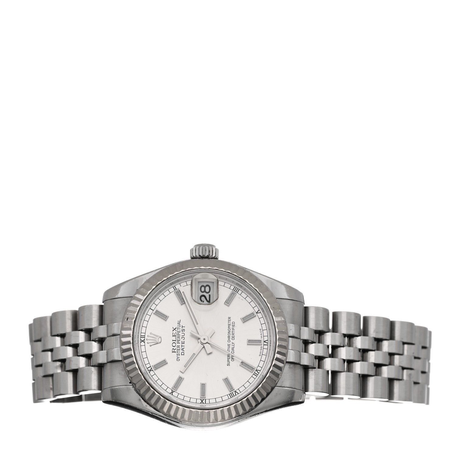 Rolex Stainless Steel 18K White Gold 31mm Oyster Perpetual Datejust Watch Silver 178274 2 of 5
