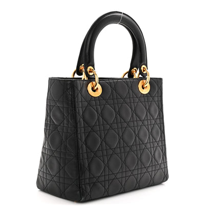 Christian Dior Lambskin Cannage Medium Lady Dior Black 2 of 9