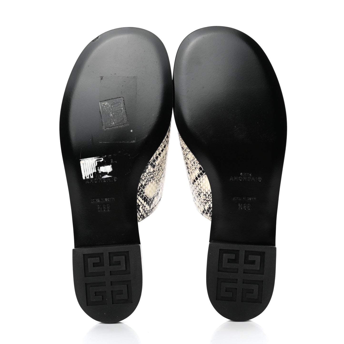 Calfskin Python Print 4G Flat Sandals 38.5 Stone Grey