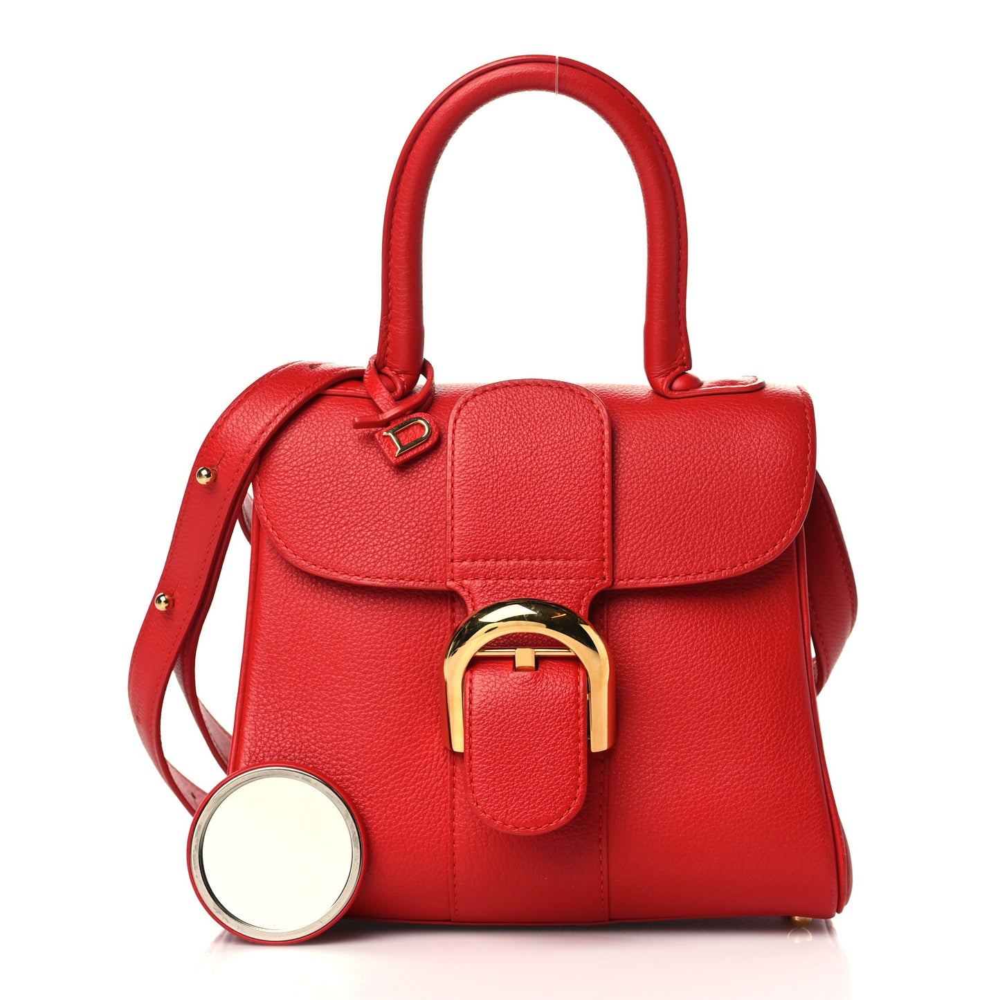Grained Calfskin Mini Brillant Satchel Red