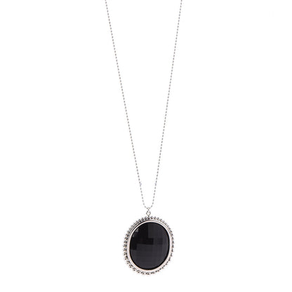 Tiffany Sterling Silver Onyx Ziegfeld Oval Pendant Necklace 1 of 9