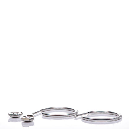 Tiffany 18K White Gold Diamond Medium Metro Hoop Earrings 3 of 6