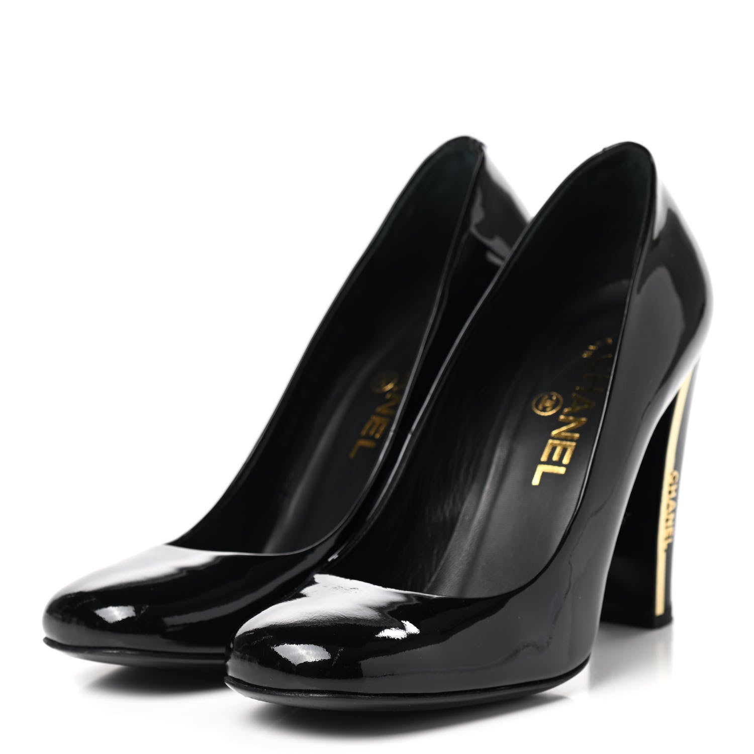Chanel Patent Logo Pumps 36.5 Black 3 of 10