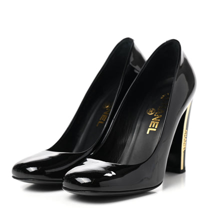 Chanel Patent Logo Pumps 36.5 Black 3 of 10