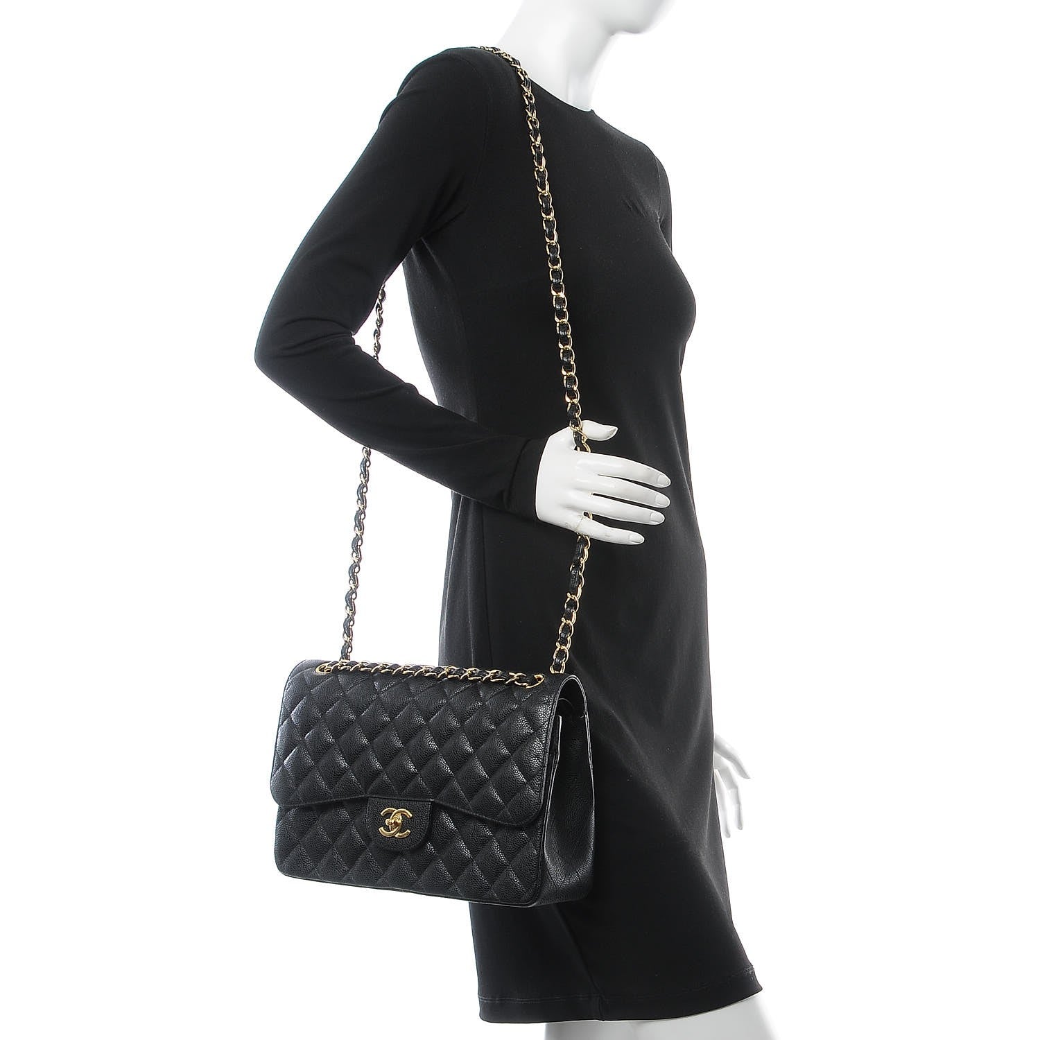 Chanel Caviar Quilted Jumbo Double Flap Black 2 of 7