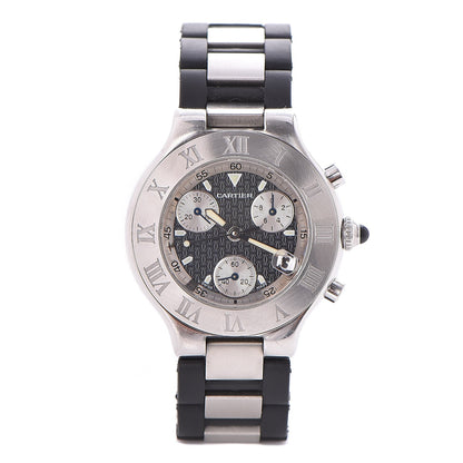 Cartier Stainless Steel Rubber 38mm Must 21 Chronoscaph Quartz Watch Black 1 of 6