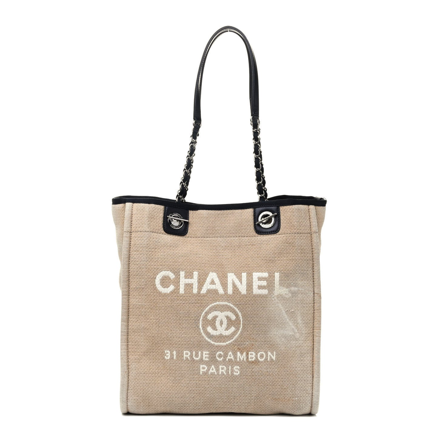 Canvas Mini Deauville Tote Beige Black