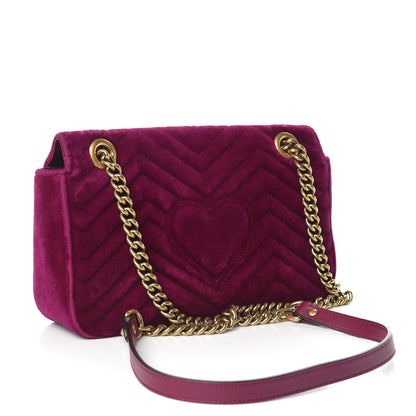 Gucci Velvet Matelasse Small GG Marmont Shoulder Bag Fuchsia Violet Cyclamen 3 of 10