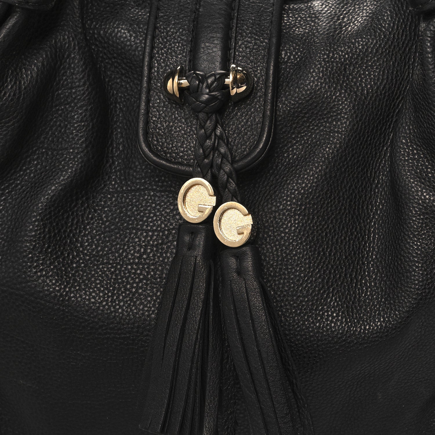 Gucci Pebbled Calfskin Medium Marrakech Shoulder Bag Black 8 of 10
