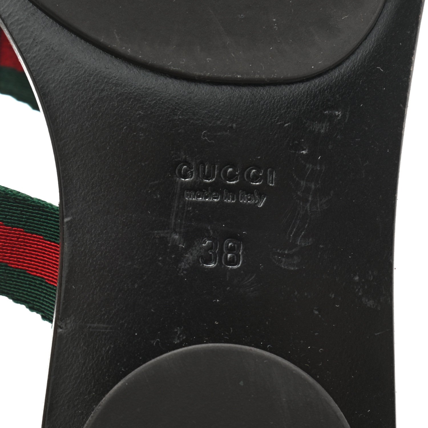 Gucci Nylon Guccissima Web Womens Thong Sandals 38 Green Red Cocoa 6 of 7