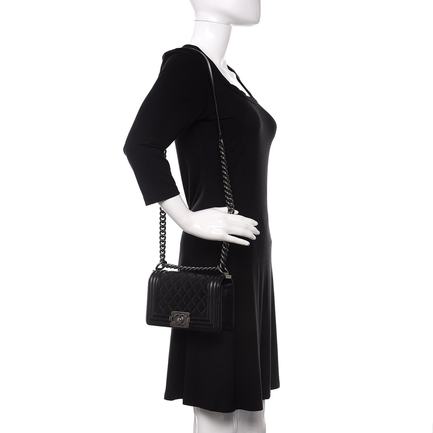 Lambskin Quilted Small Boy Flap Black