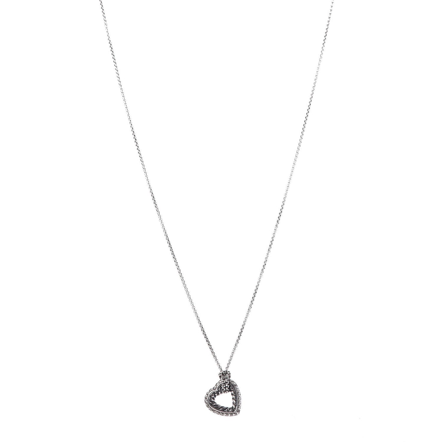 Sterling Silver Diamond Open Heart Cable Necklace