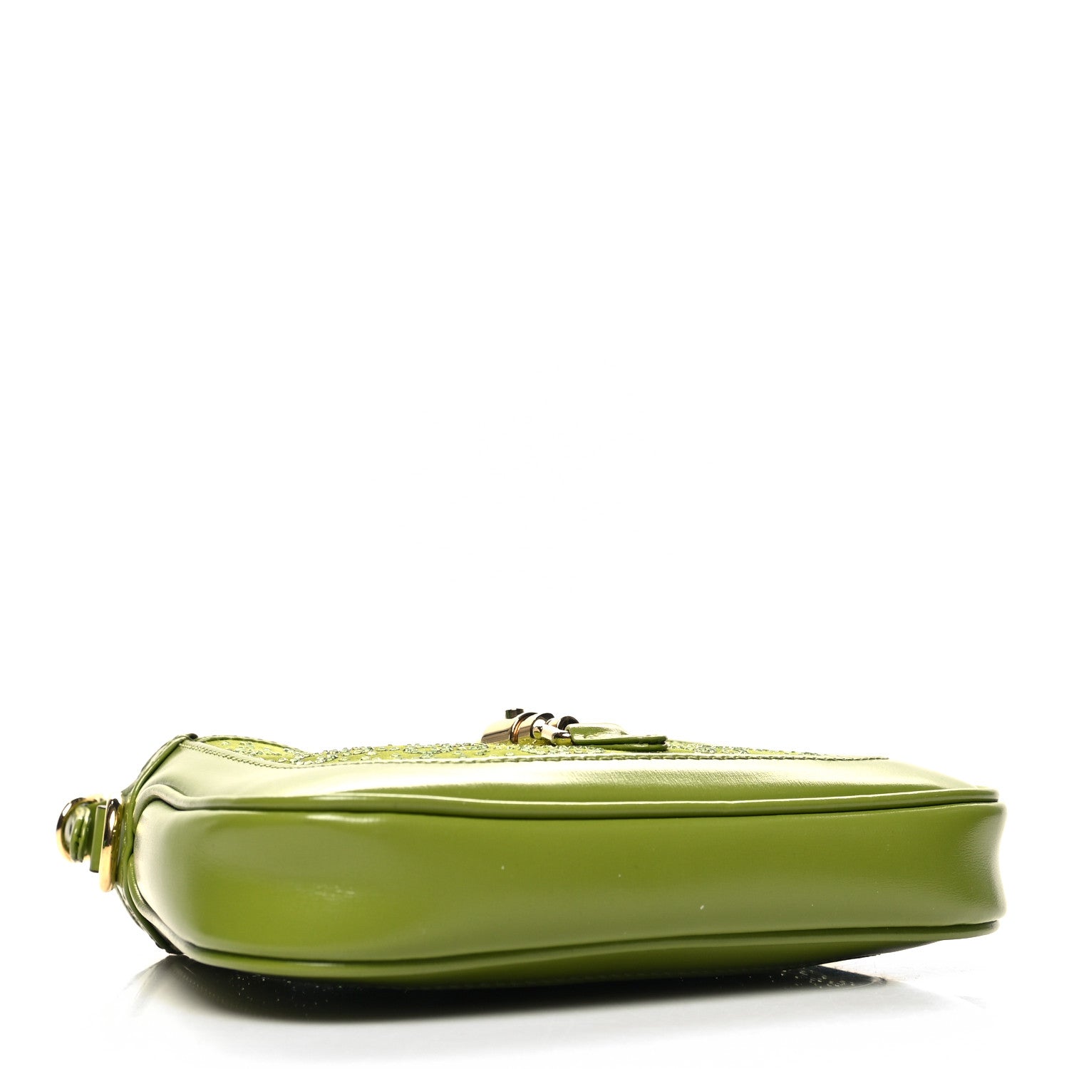 Gucci Canvas Calfskin Crystal GG Monogram Mini Jackie 1961 Green 4 of 10