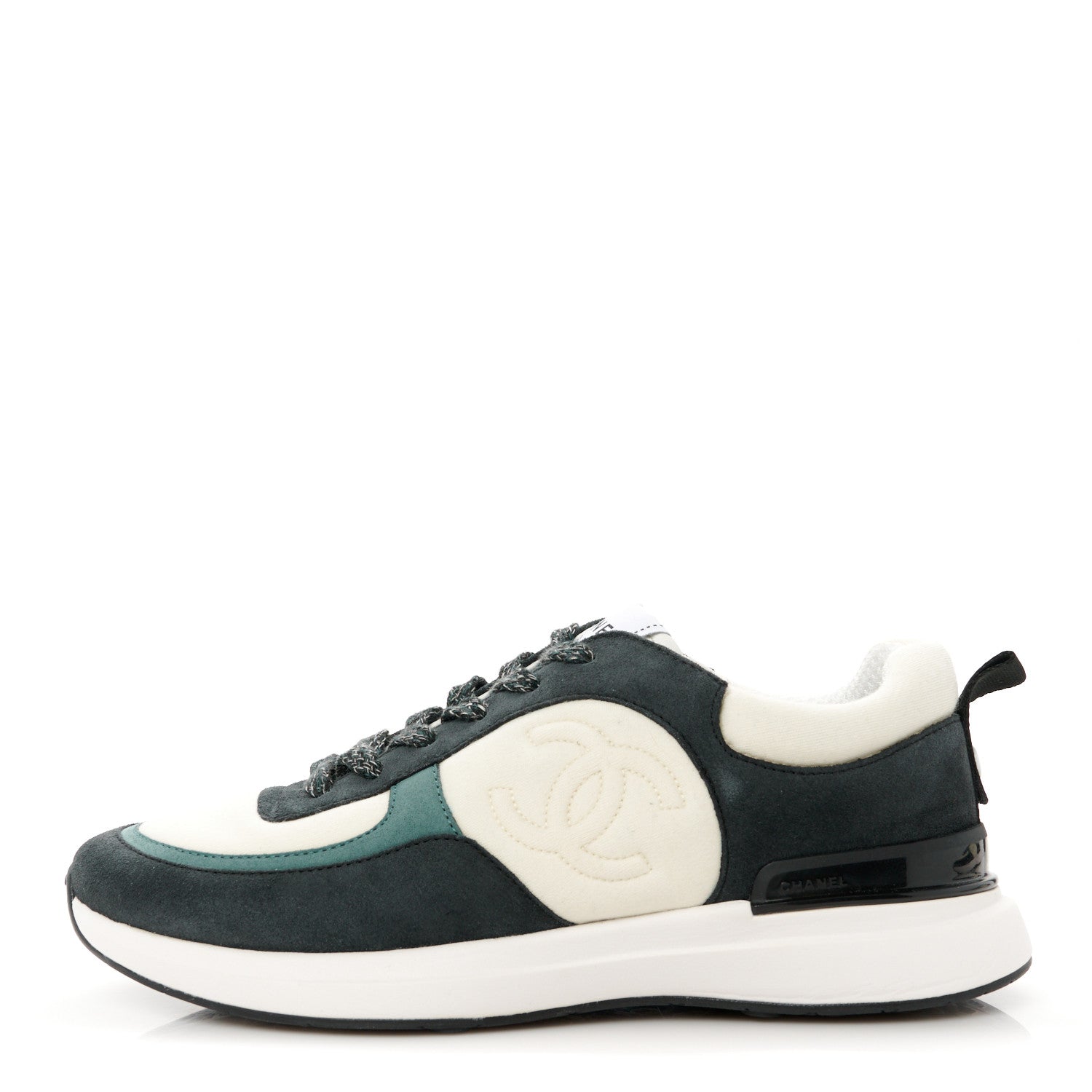 Chanel Suede Calfskin Fabric CC Sneakers 39 Dark Grey 1 of 9
