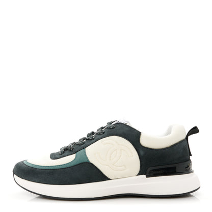 Chanel Suede Calfskin Fabric CC Sneakers 39 Dark Grey 1 of 9