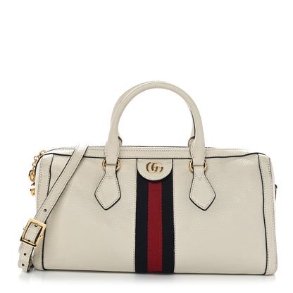 Gucci Textured Dollar Calfskin Web Medium Ophidia Boston White 1 of 13