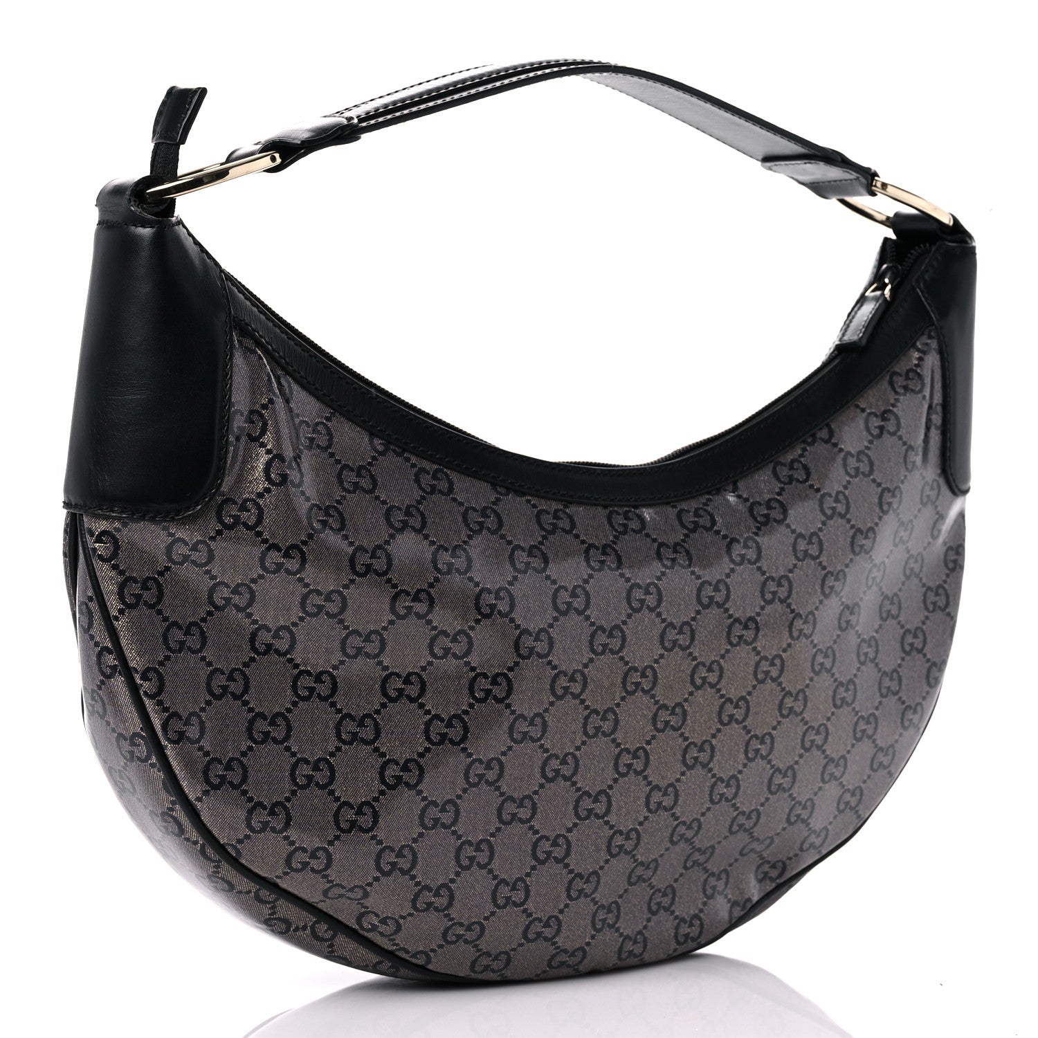 Gucci Crystal Monogram Half Moon Hobo Black 3 of 11