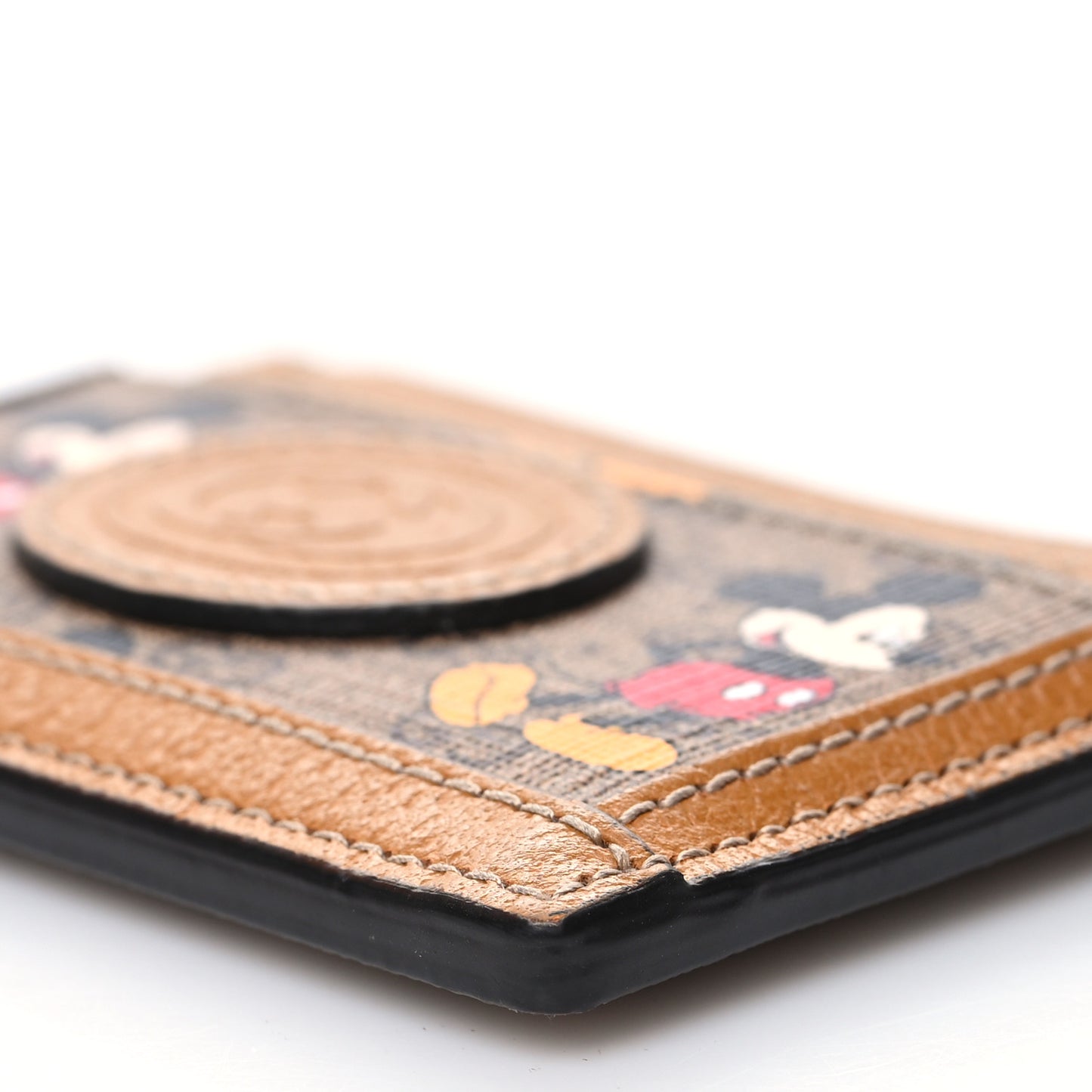 X DISNEY Mini Vintage GG Supreme Monogram Mickey Mouse Card Holder Beige Vintage Sun Oil