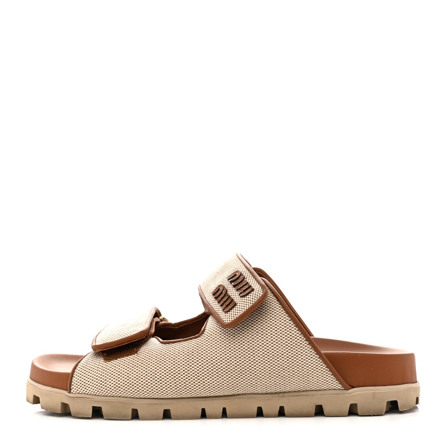 Canvas Logo Slide Sandals 38 Beige Brandy