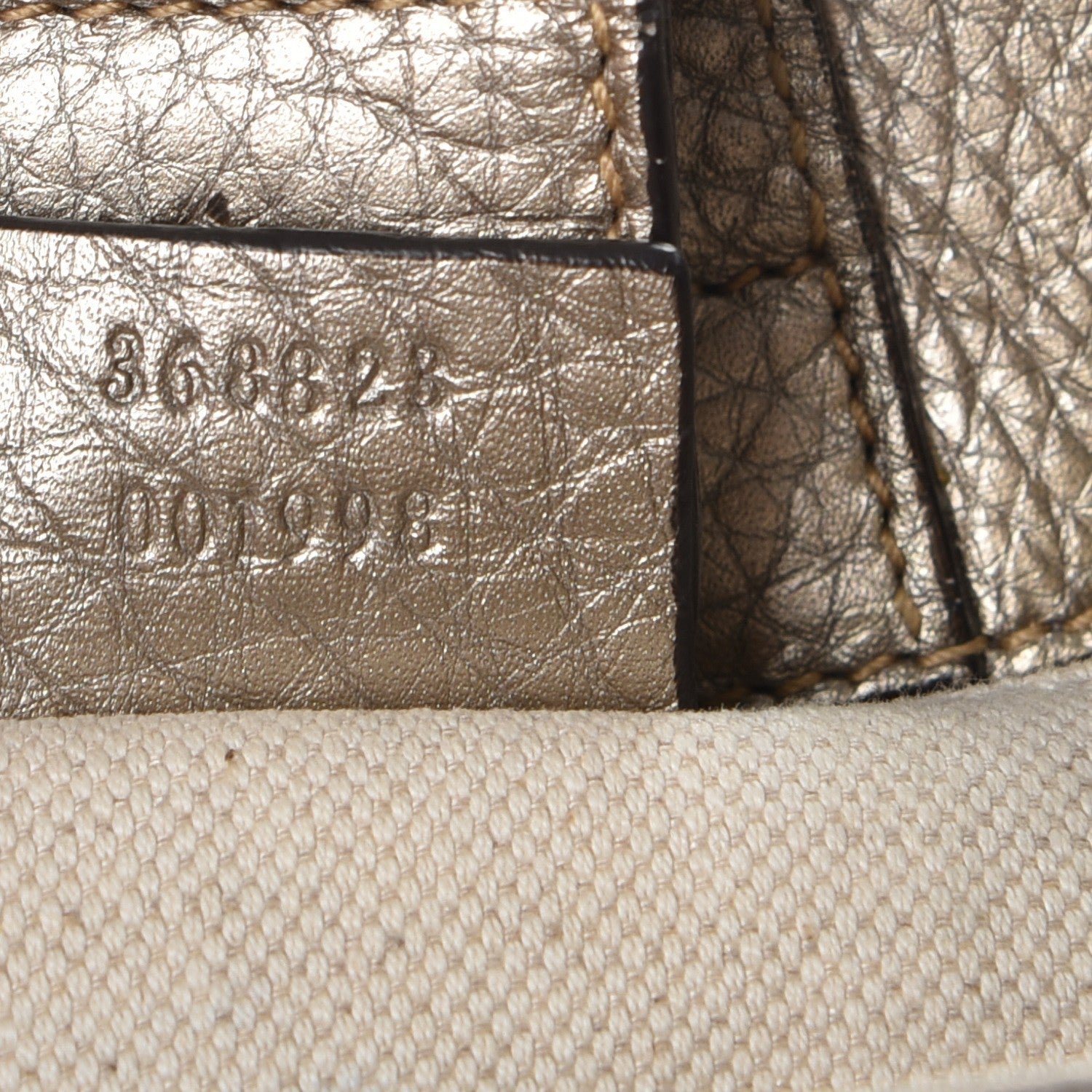 Gucci Metallic Calfskin Mini Bamboo Shopper Tote Golden Beige 8 of 11