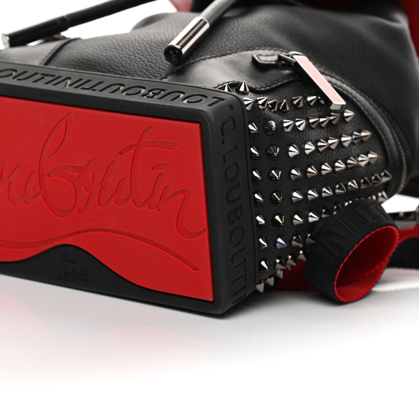 Calfskin Spiked Small Explorafunk Backpack Black