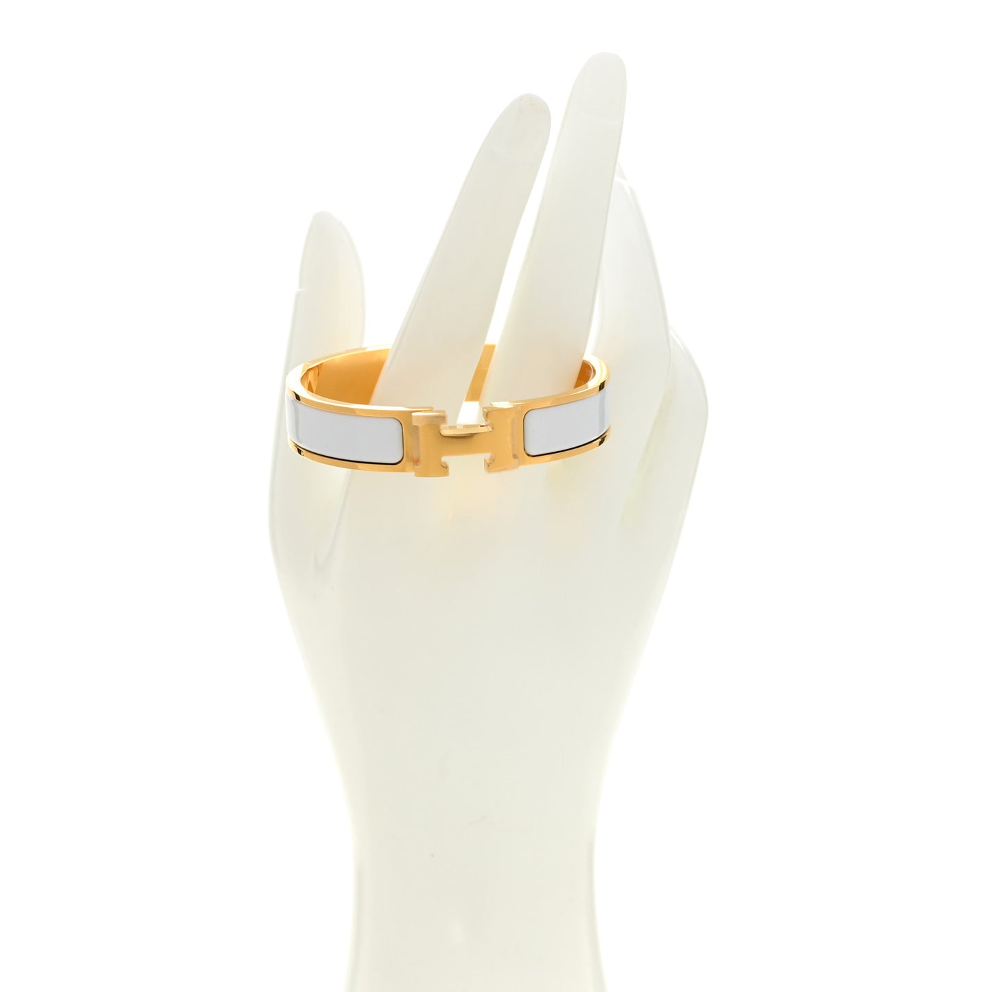 Enamel Narrow Clic Clac H Bracelet PM White