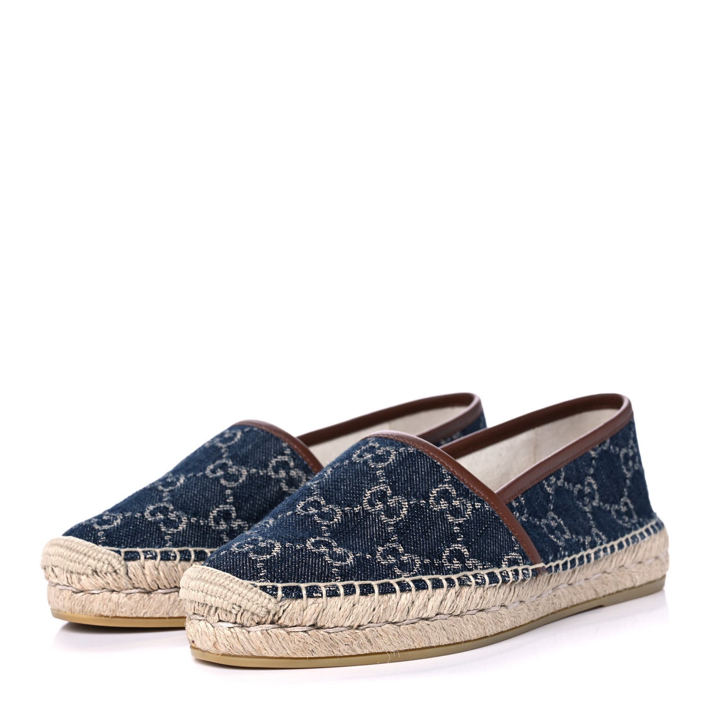 Denim GG Monogram Espadrilles 36.5 Blue Tea Cuir