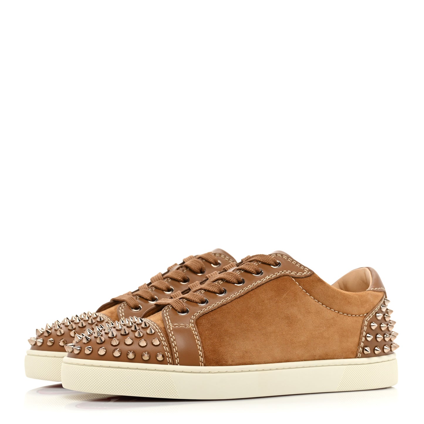 Suede Calfskin Mens Louis Junior Spikes Orlato Flat Sneakers 42 Brown
