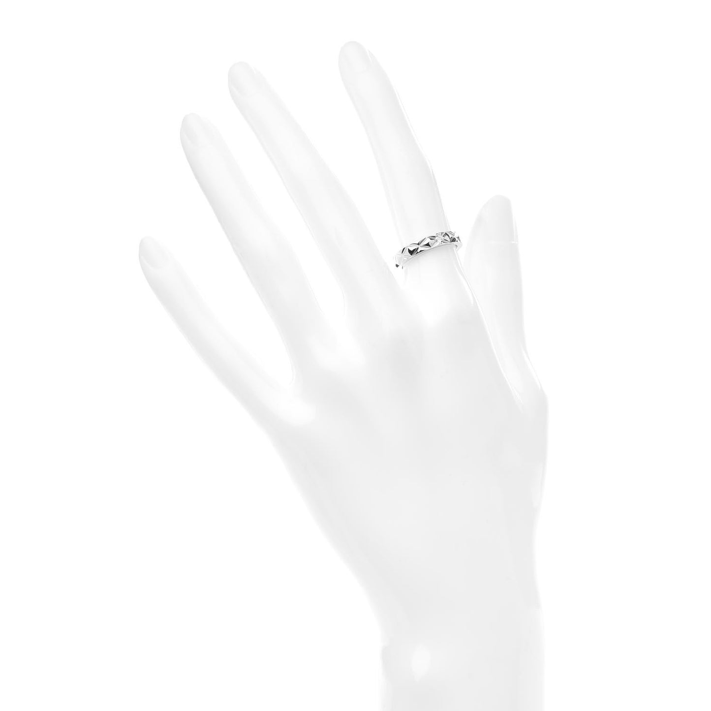 Platinum Diamond Small Matelasse Solitaire Ring 49 4.75