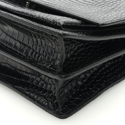 Saint Laurent SAINT LAURENT Calfskin Crocodile Embossed Large Monogram Sunset Black 8 of 8