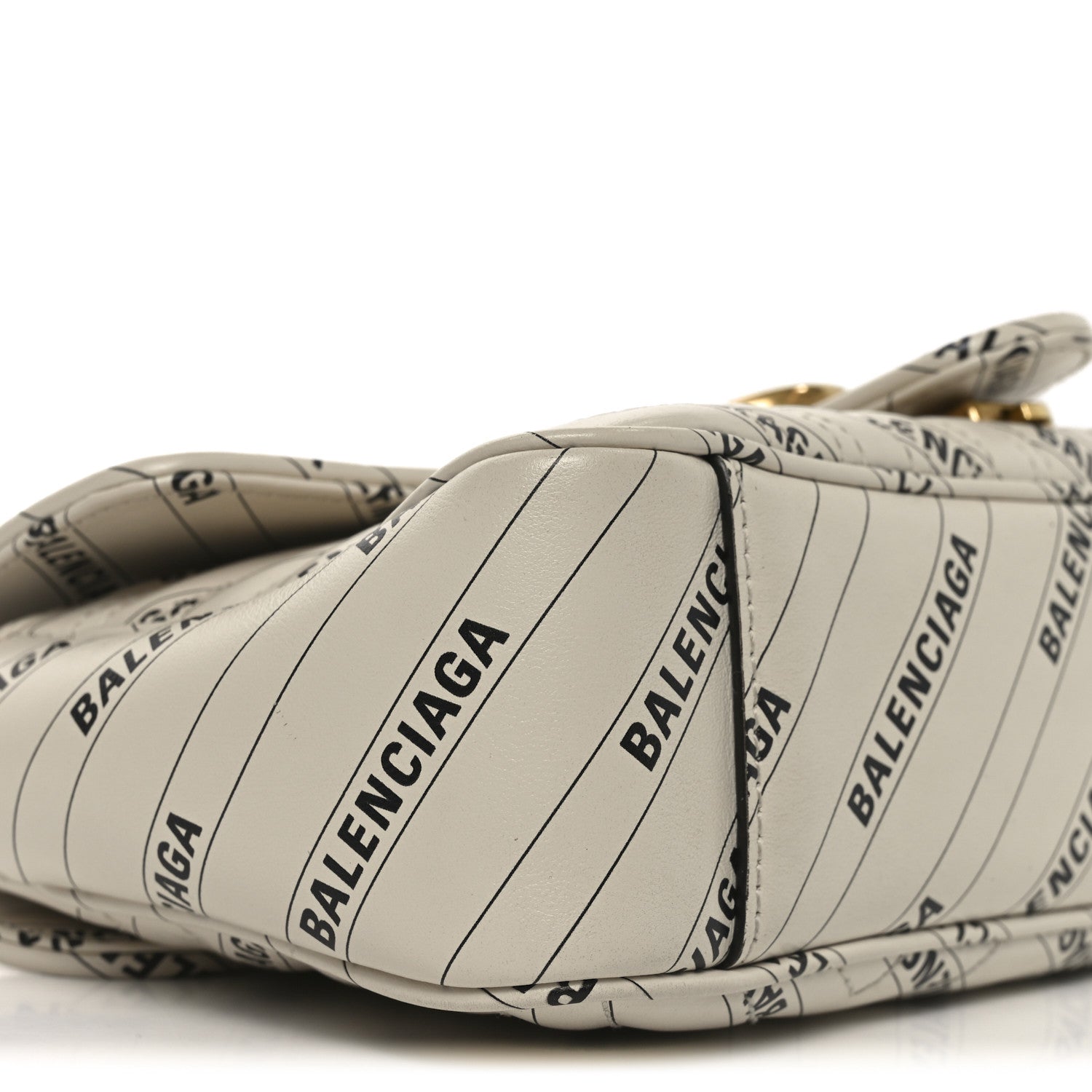 Gucci X BALENCIAGA Calfskin Matelasse Logo Print Small GG Marmont Shoulder Bag White 9 of 10