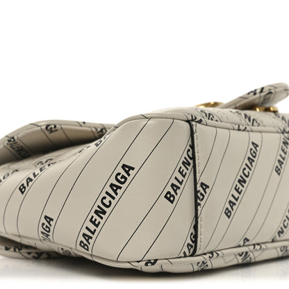 Gucci X BALENCIAGA Calfskin Matelasse Logo Print Small GG Marmont Shoulder Bag White 9 of 10