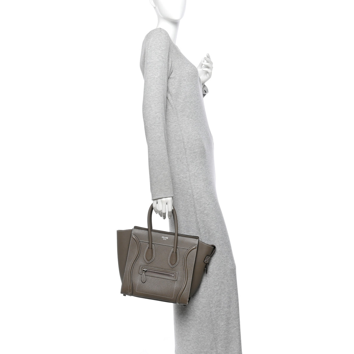 Celine Drummed Calfskin Micro Luggage Souris 2 of 11
