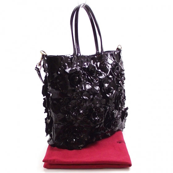 Patent Floral Bag Black