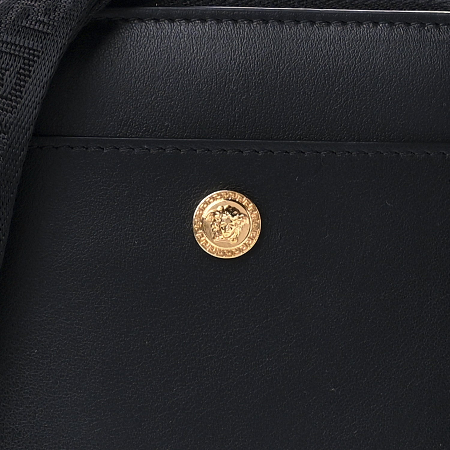 Versace Calfskin La Medusa Zip Around Lanyard Pouch Black 7 of 10