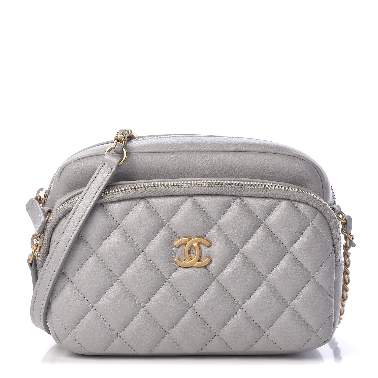 Chanel Iridescent Calfskin Quilted Day Trips Camera Case Light Grey 1 of 13