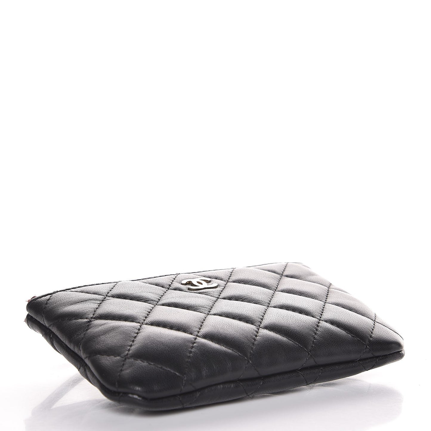 Lambskin Quilted Small Cosmetic Case Black