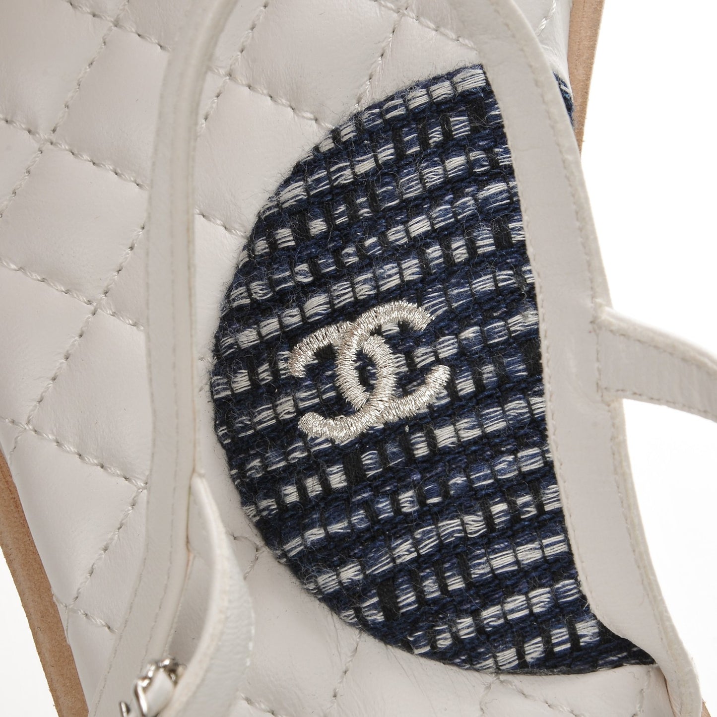 Lambskin CC Chain Thong Sandals 41 Cream