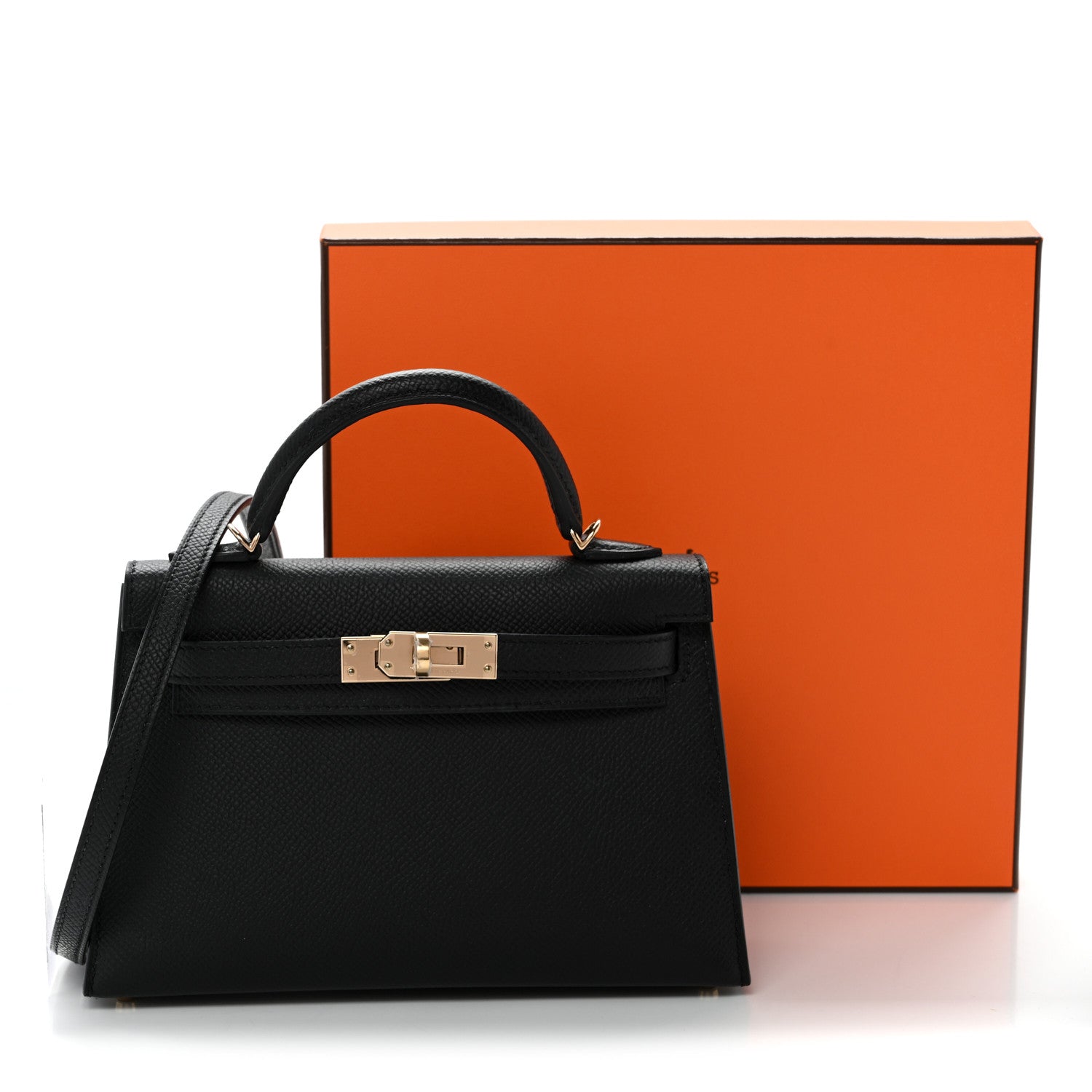 Hermes Epsom Horseshoe Mini Kelly Sellier 20 Black Rose Pourpre 9 of 9