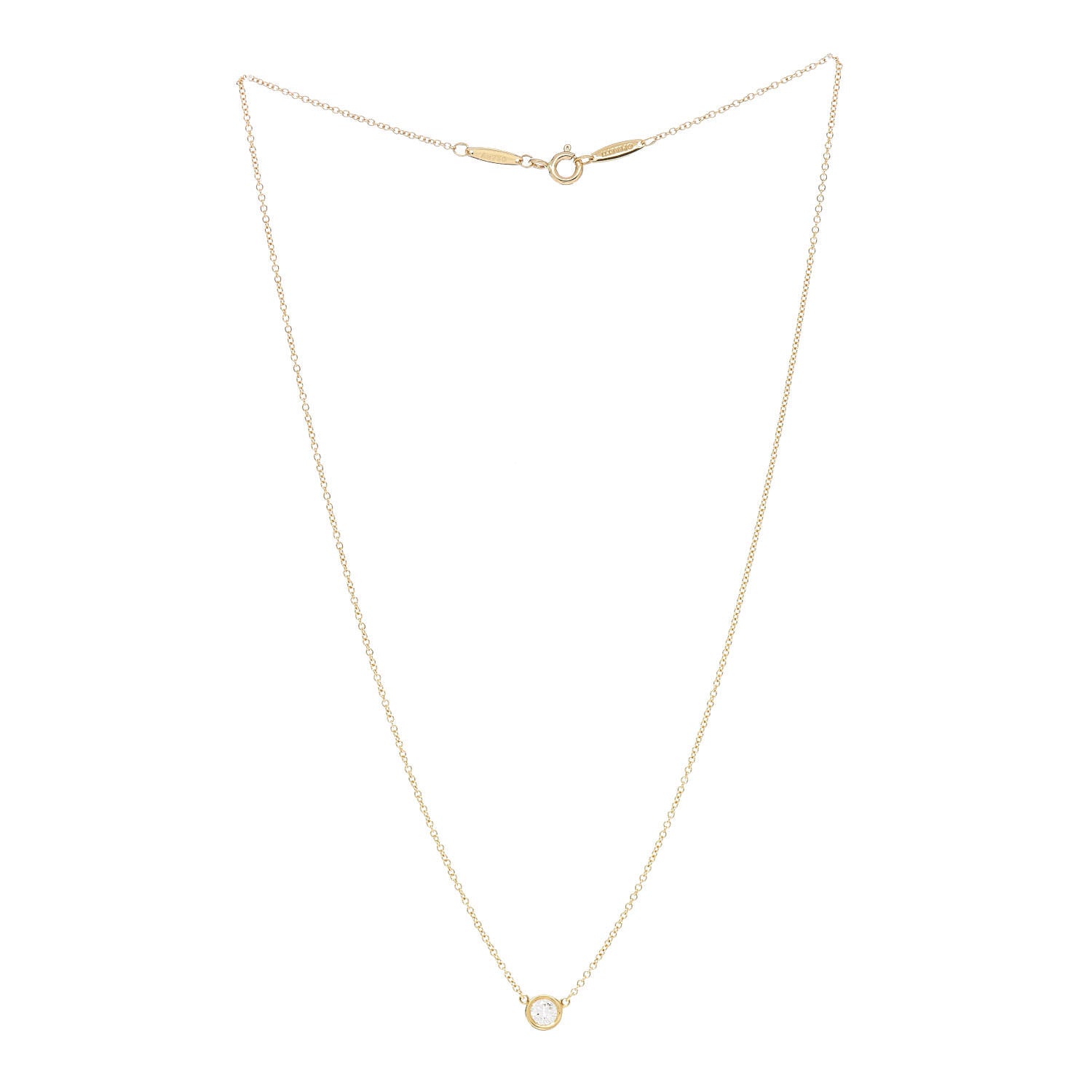 Tiffany 18K Yellow Gold Diamond .27ct Elsa Peretti Diamonds by the Yard Pendant Necklace 3 of 5