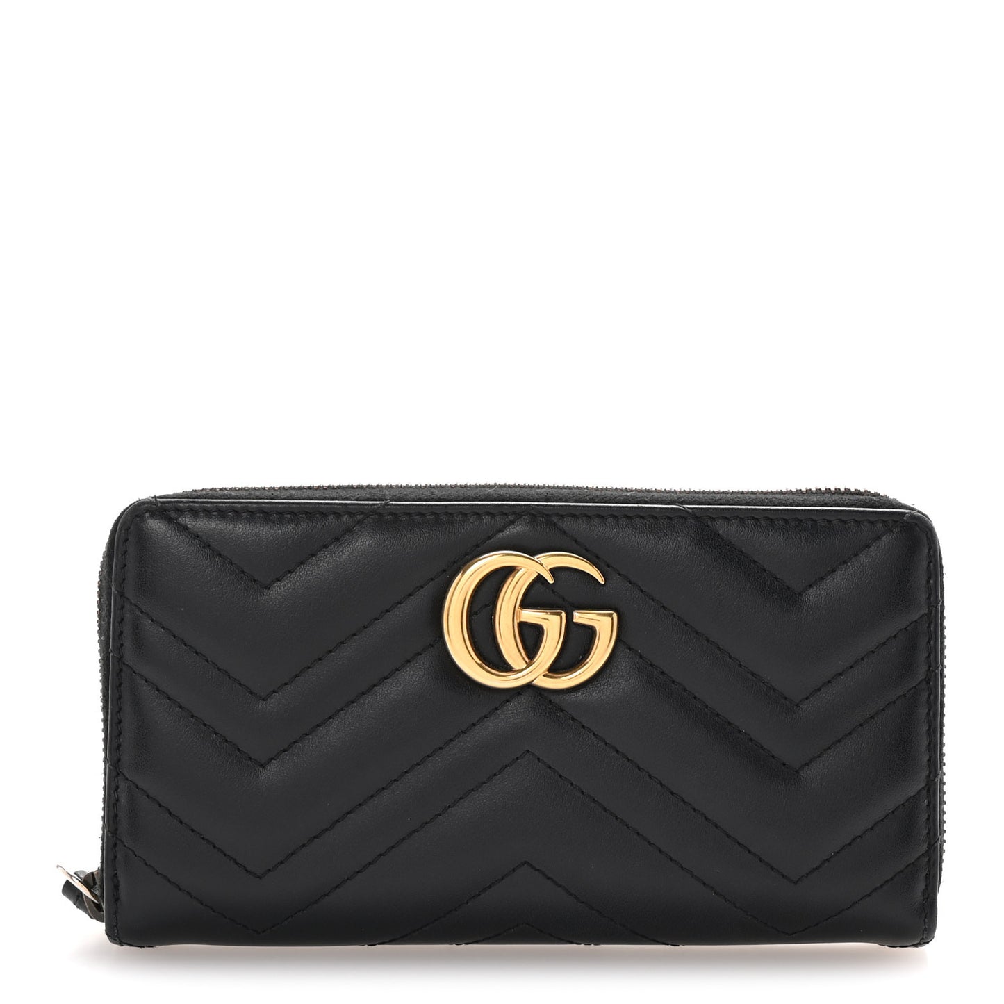 Calfskin Matelasse GG Marmont Zip Around Wallet Black