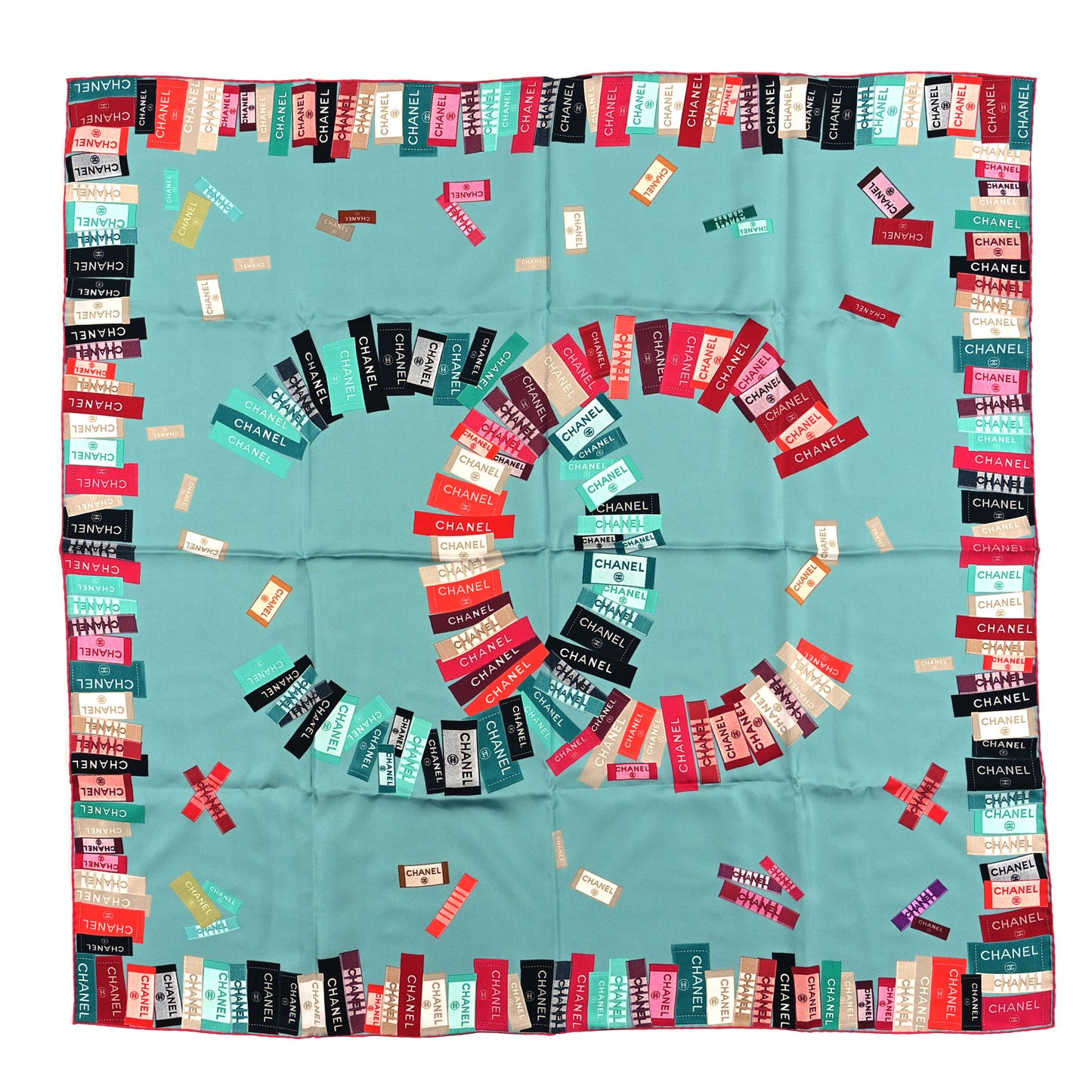 Silk CC Square Scarf Turquoise Multicolor