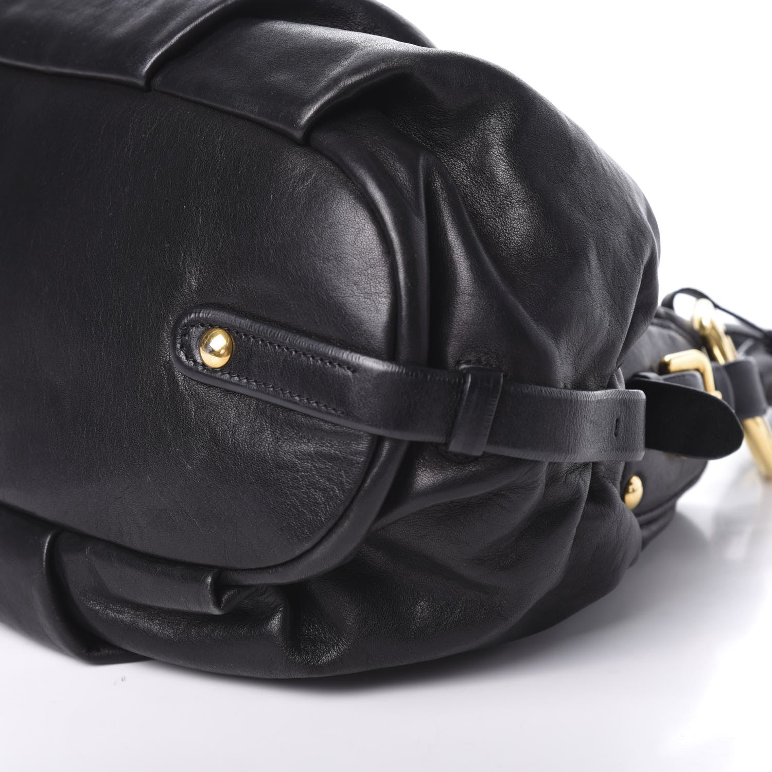 Prada Soft Calfskin Pleated Hobo Black 9 of 9