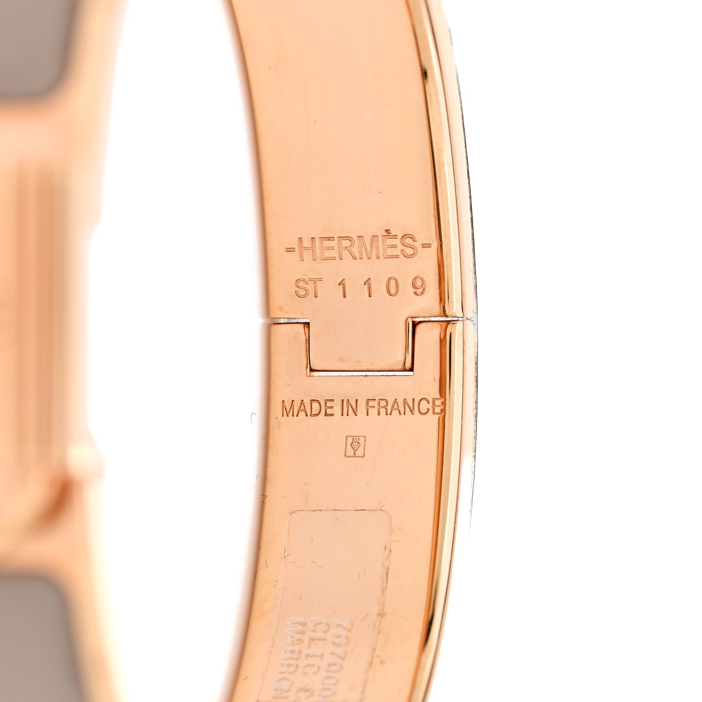 Enamel Narrow Clic Cadenas Bracelet PM Marron Glace