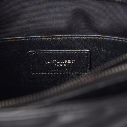 Saint Laurent Sheepskin Matelasse Chevron Monogram Large College Satchel Black 8 of 9