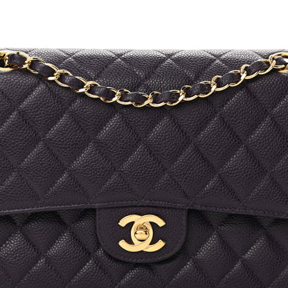 Chanel Caviar Quilted Medium Double Flap Dark Purple 8 of 10