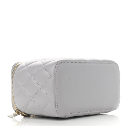 Chanel Lambskin Quilted Small Pearl Crush Vanity Case With Chain Grey 4 of 12